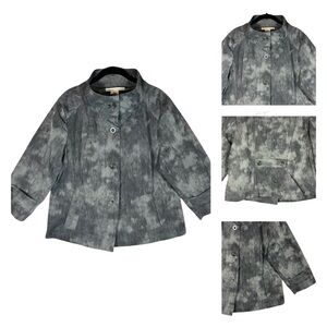 Robert Kitchen Gray & Black Moonlight Jacquard 3/4 Sleeve Jacket Topper Size XL